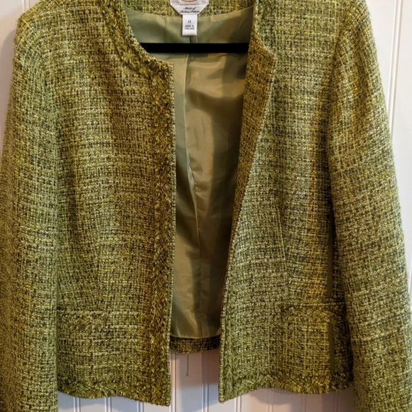 Green Talbots Tweed Open Blazer Jacket 14 - Picture 1 of 6